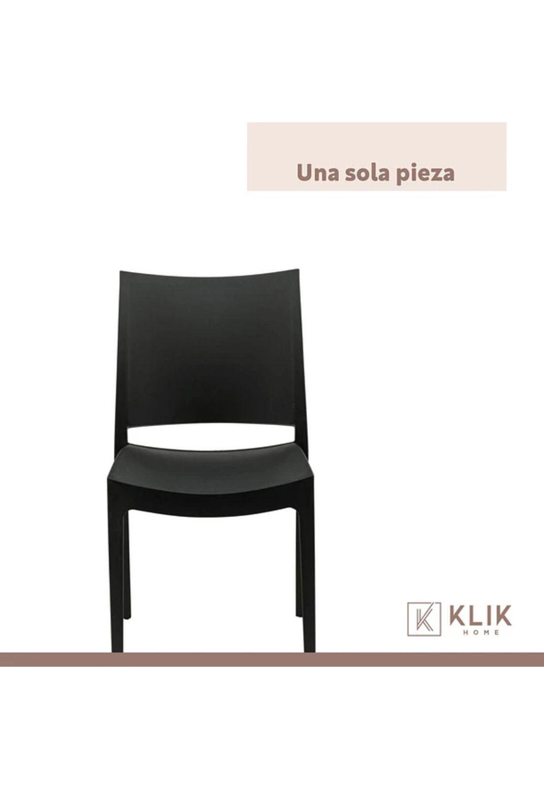 Comedor Mesa Eames de vidrio 100cm + 4 Sillas de terraza exterior - Negras-6