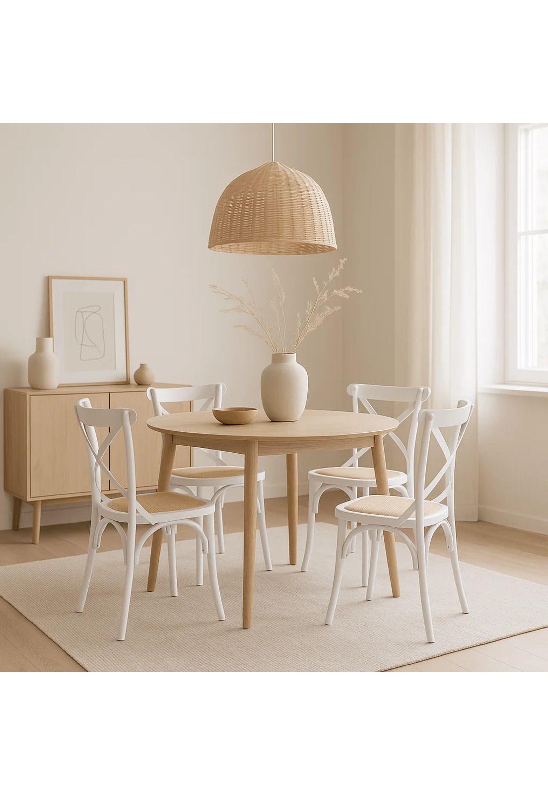 Silla Crossback Madera Rattan - Blanca-2