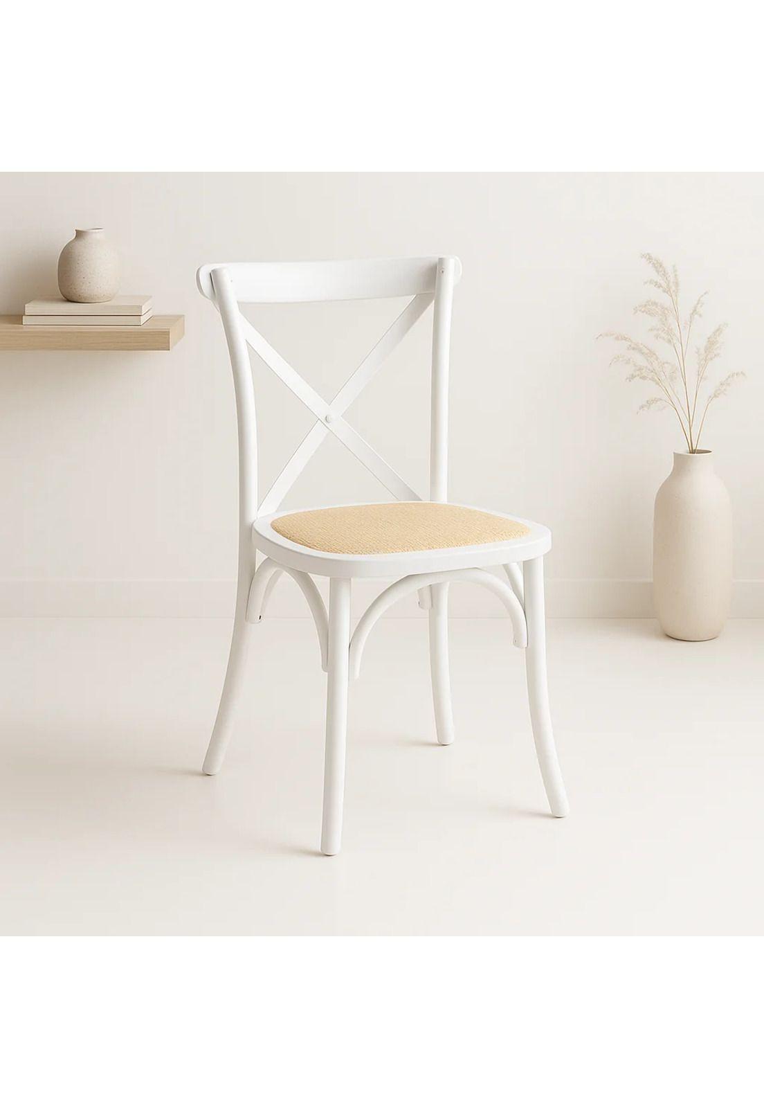 Silla Crossback Madera Rattan - Blanca-8