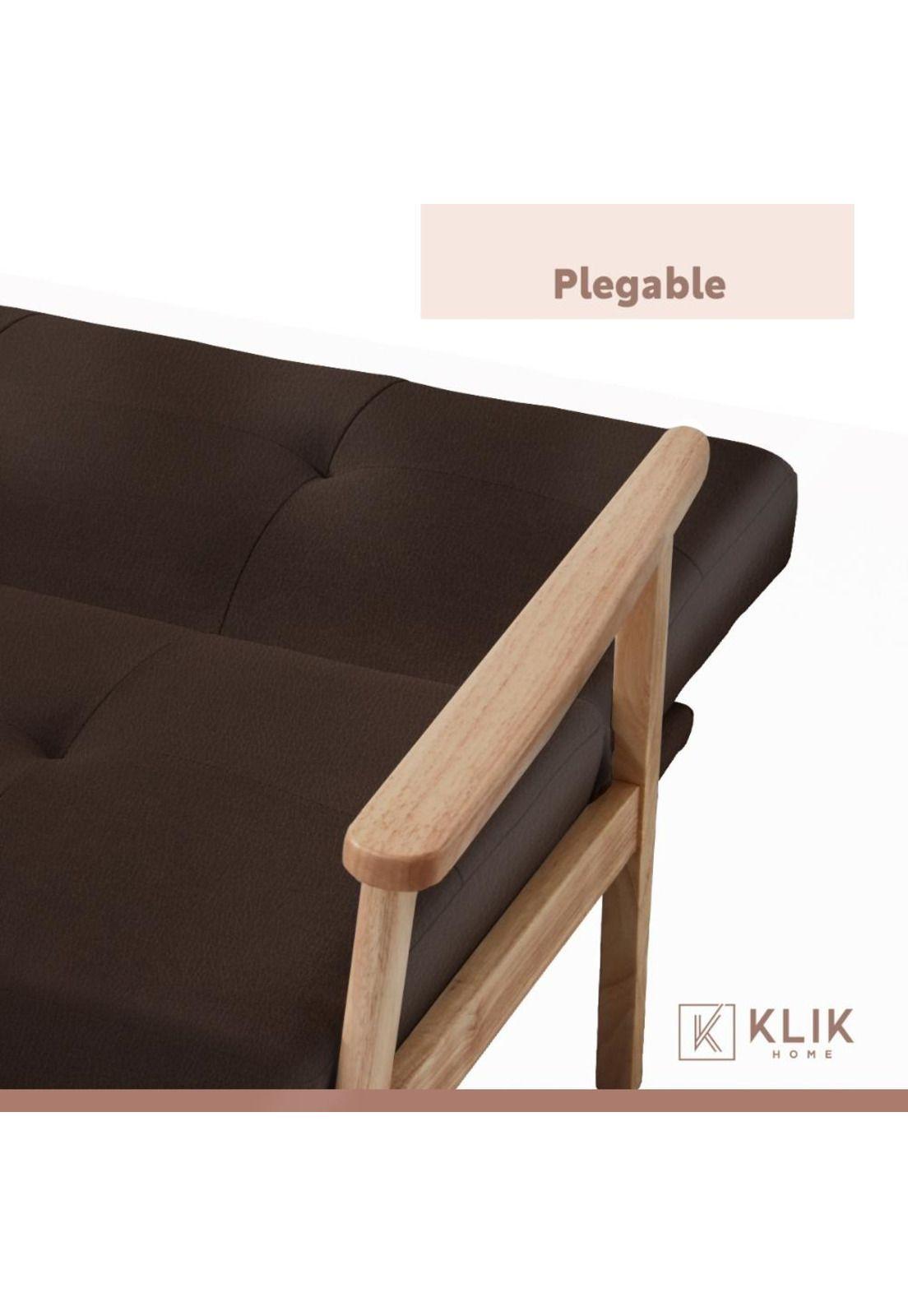 Futón Sofá Cama 3 cuerpos Amelia - Ecocuero Café-5