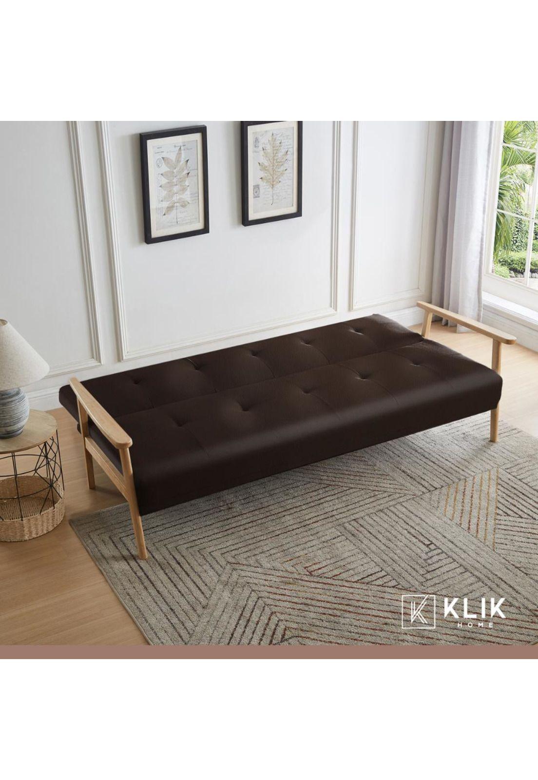 Futón Sofá Cama 3 cuerpos Amelia - Ecocuero Café-7