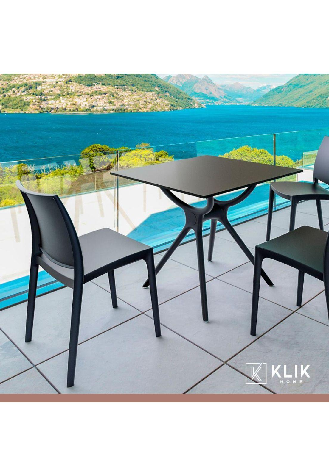 Pack de 4 Sillas de Terraza Exterior Tipo Restaurante - Negras-7