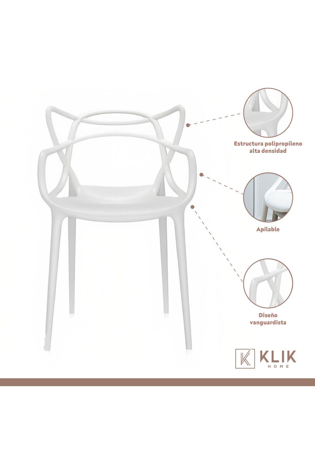 Comedor Mesa Eames Vidrio 80cm - 4 Sillas Master Blancas-3