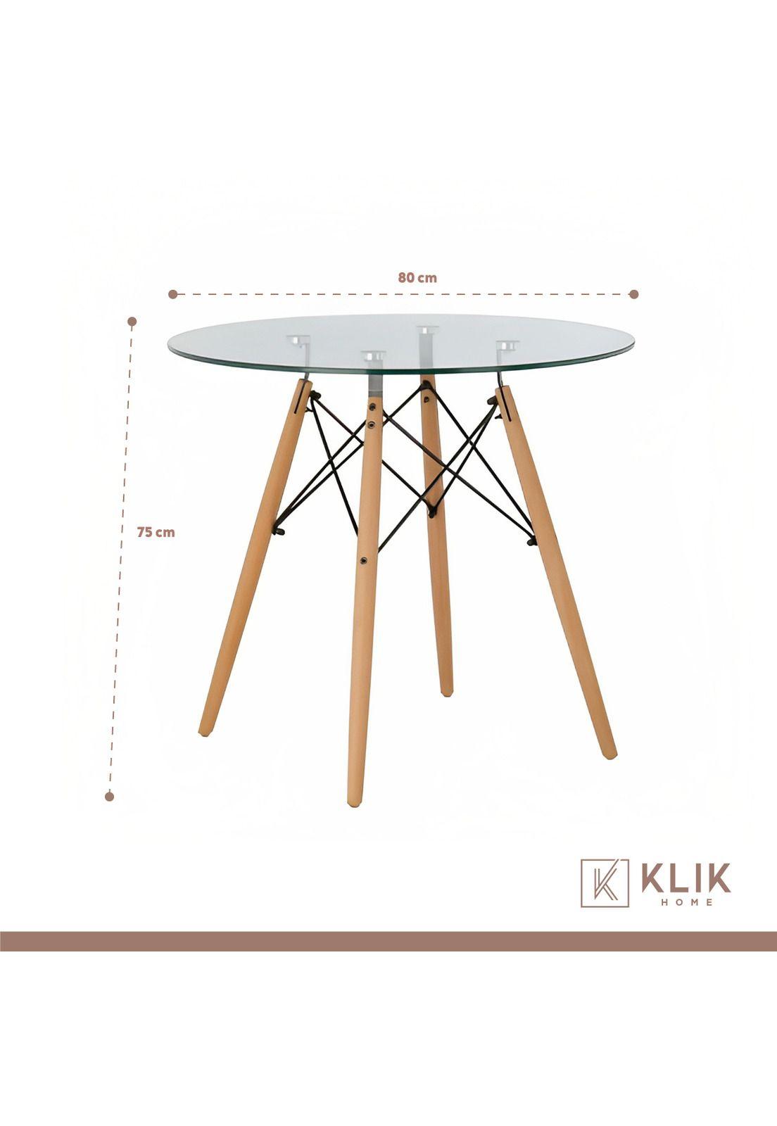 Comedor Mesa Eames Vidrio 80cm - 4 Sillas Master Blancas-4