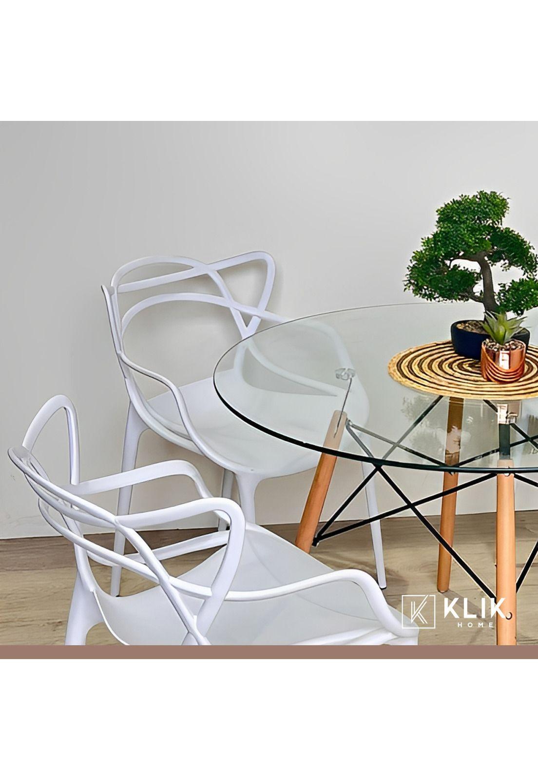 Comedor Mesa Eames Vidrio 80cm - 4 Sillas Master Blancas-7