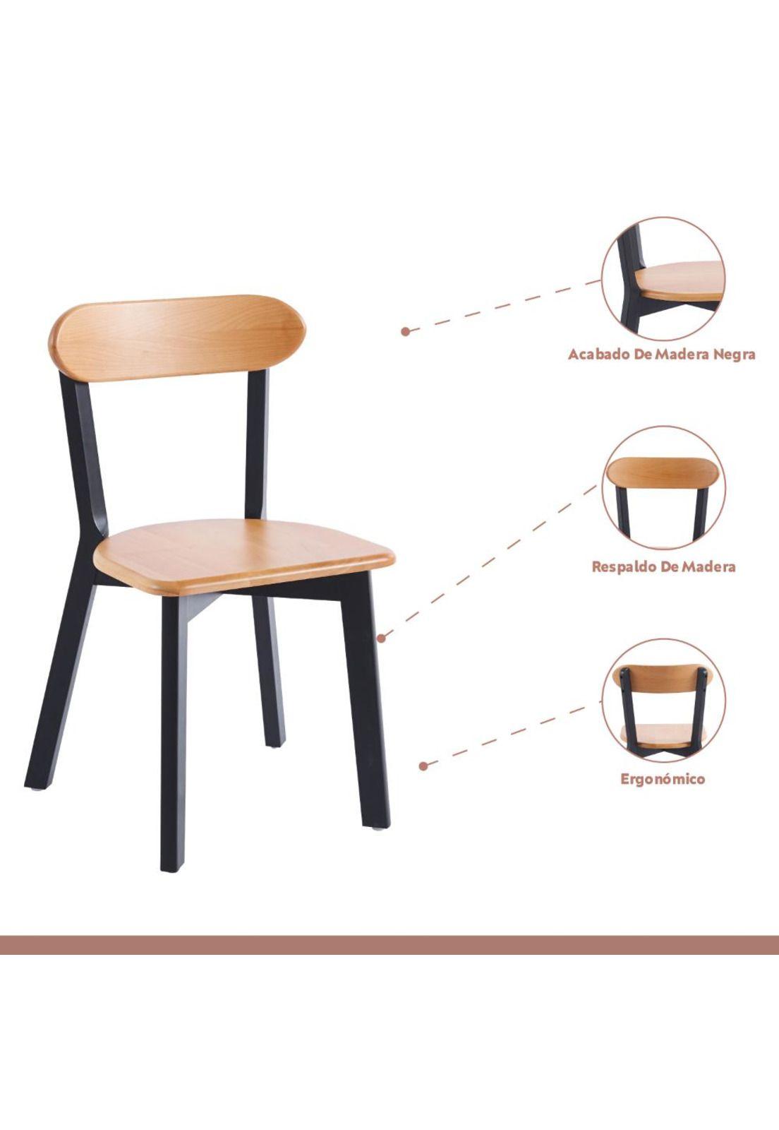 Pack de 2 Sillas Fresno de Madera - Negra-2