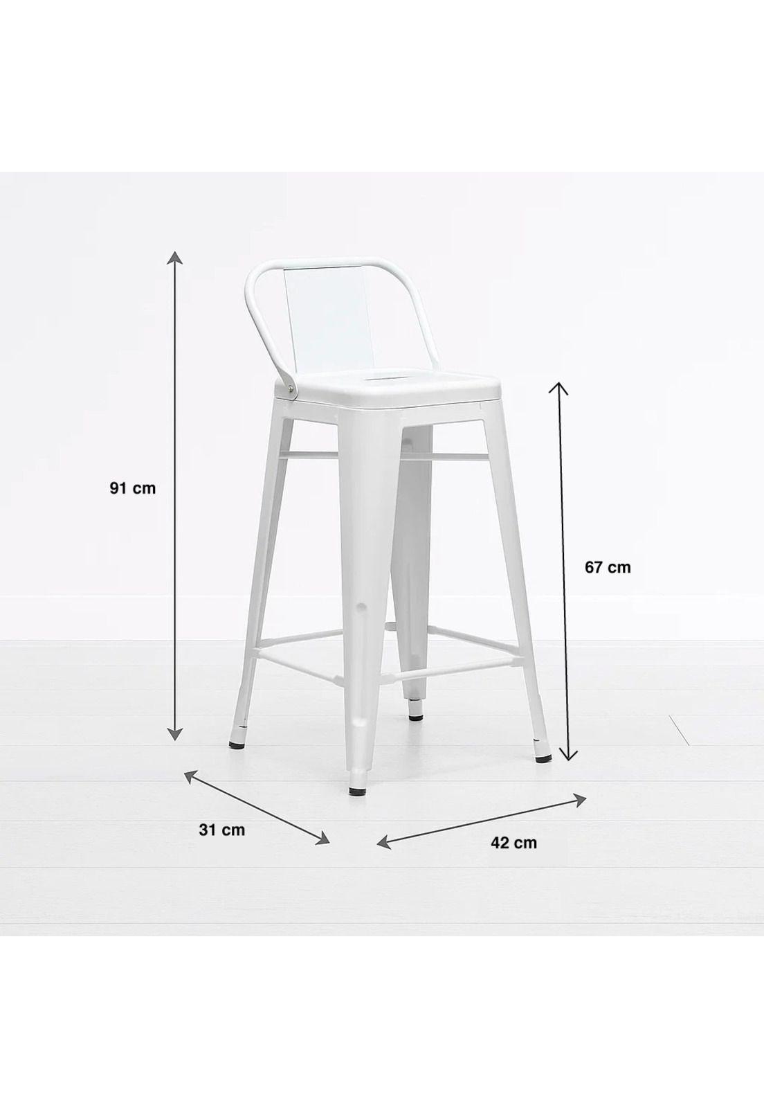 Taburete Tolix Acero con Respaldo - Blanco-3