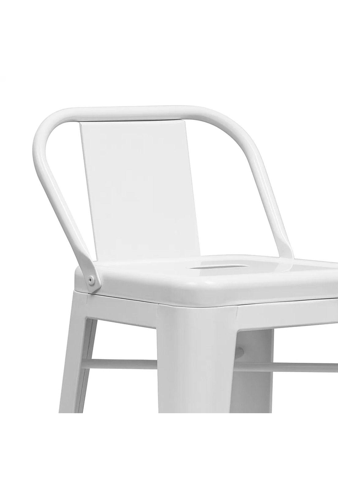 Taburete Tolix Acero con Respaldo - Blanco-5