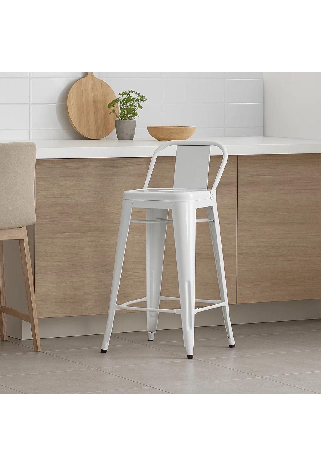 Taburete Tolix Acero con Respaldo - Blanco-9