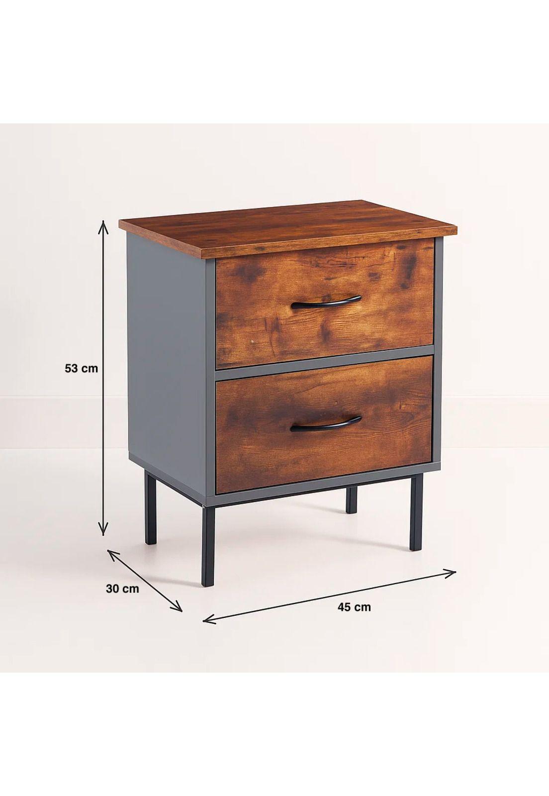 Pack de 2 Veladores Dos Cajones Metal Rústico-3