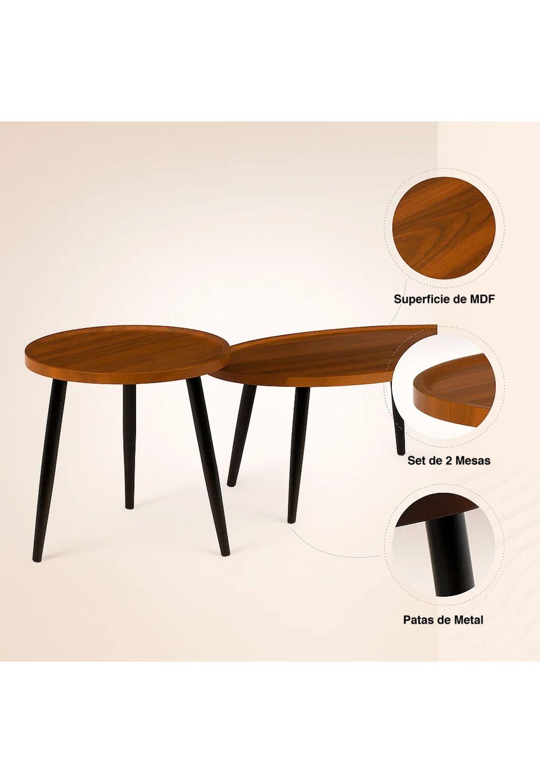 Set de Mesas de Centro Nido - Diseño Moderno de Madera y Metal-4