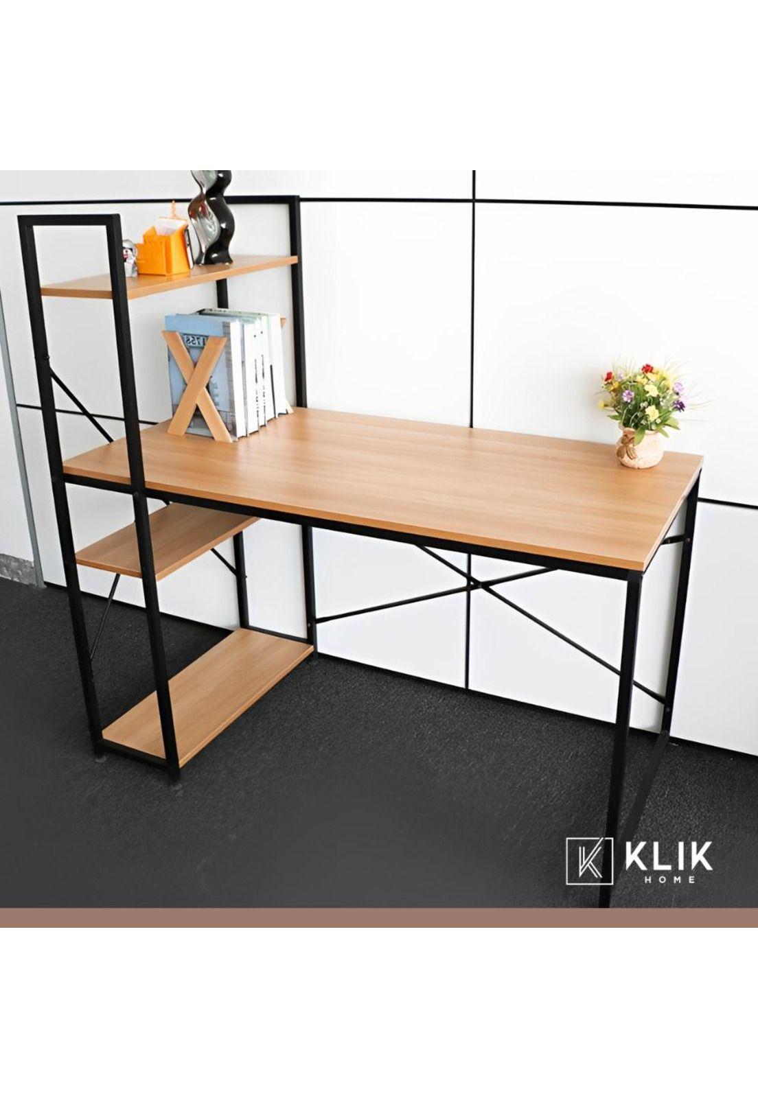 Escritorio Industrial Home Office con Repisas Oslo - Madera Clara-7