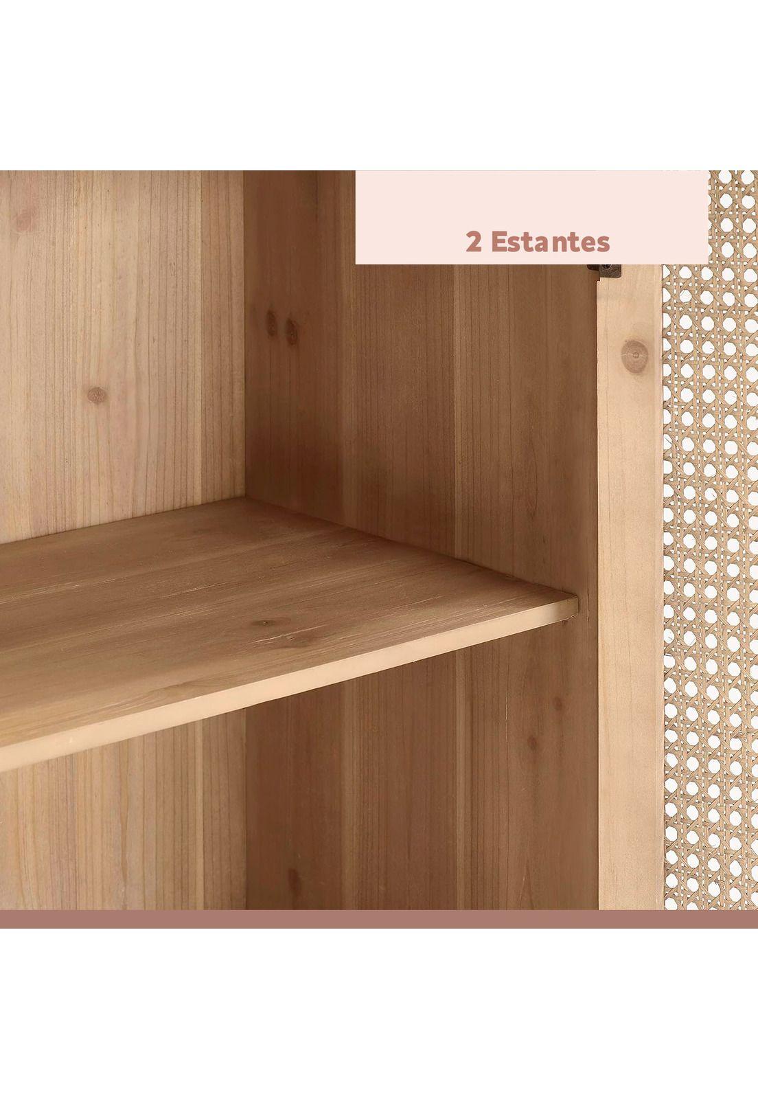 Cómoda 2 Puertas con Rattan MDF - Madera Clara-4