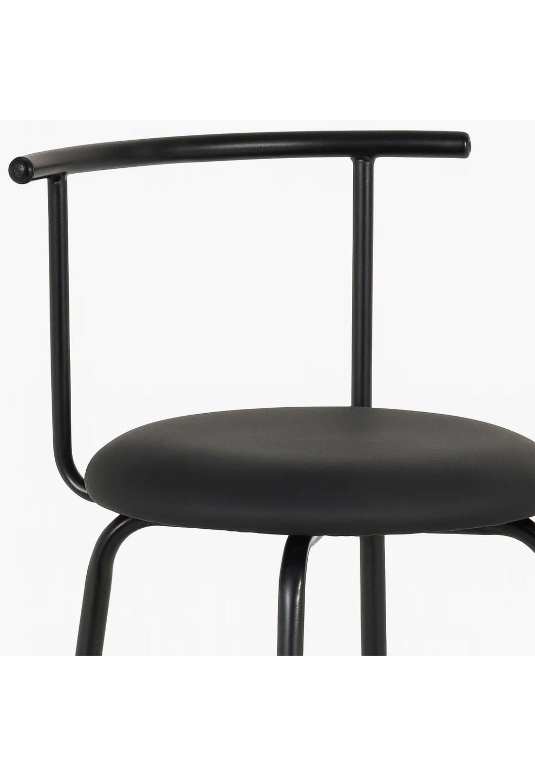 Taburete Alto Oslo Metal y Cuero Sintético - Negro-5