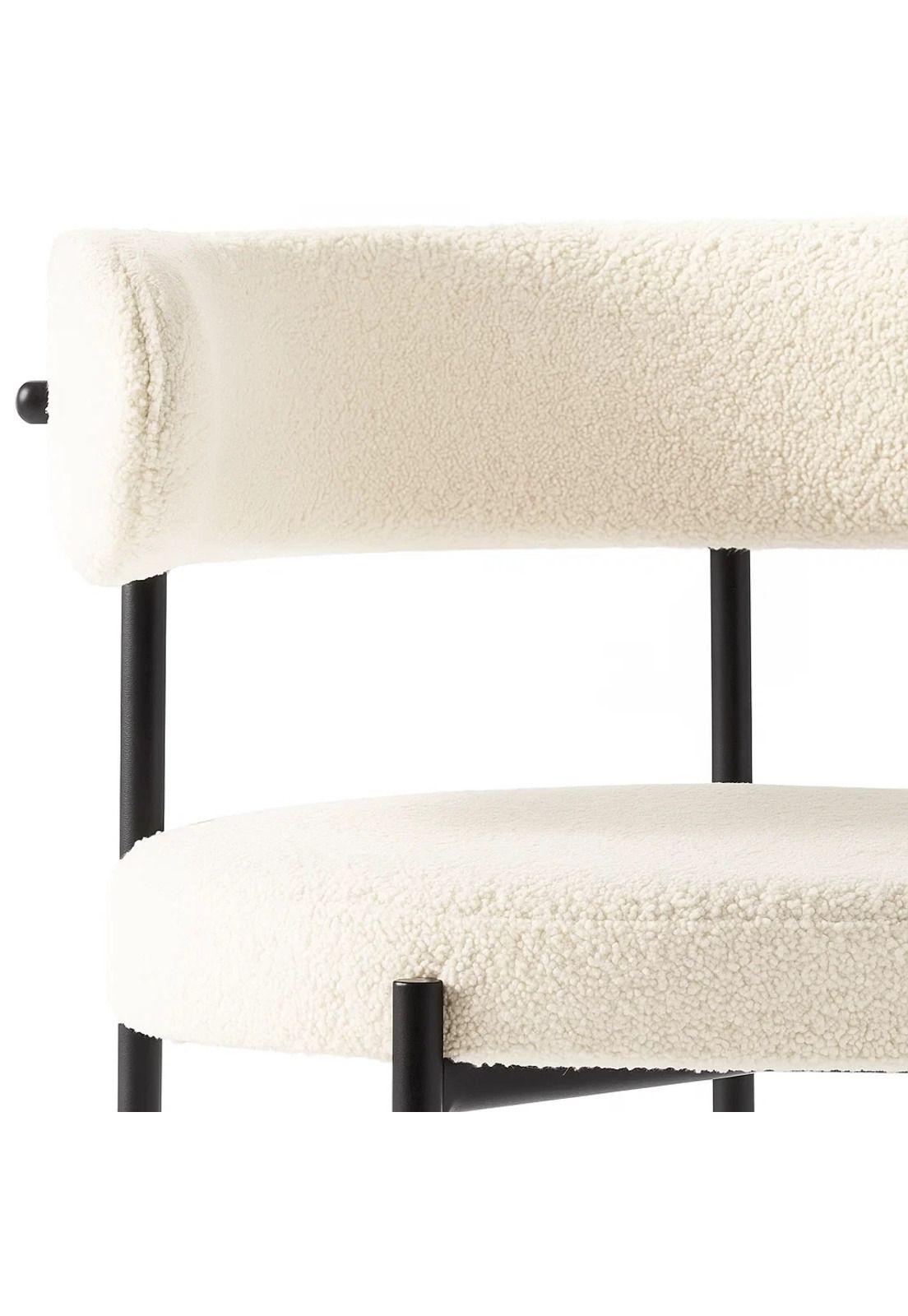 Pack de 4 Sillas Teddy de Tela con Patas Metálicas Negras - Crema-5