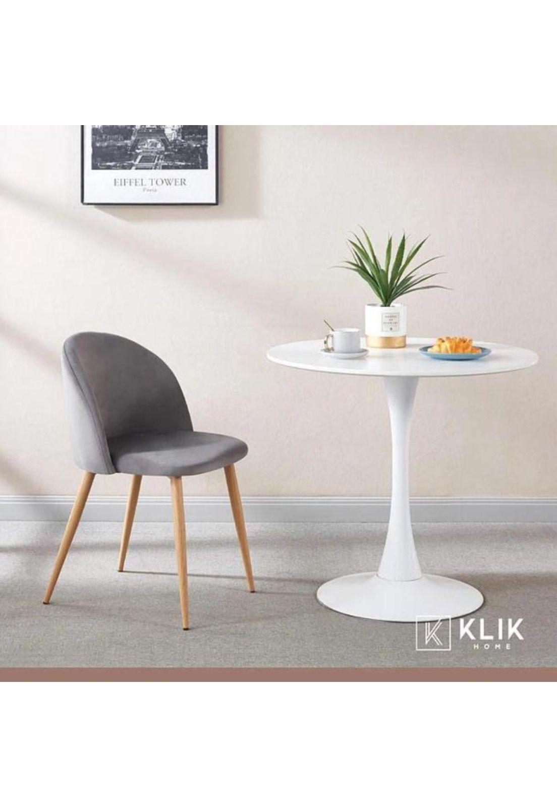 Comedor redondo de vidrio Cross 120cm + 5 Silla Sitial Acolchado Nórdica Bread - Gris-7
