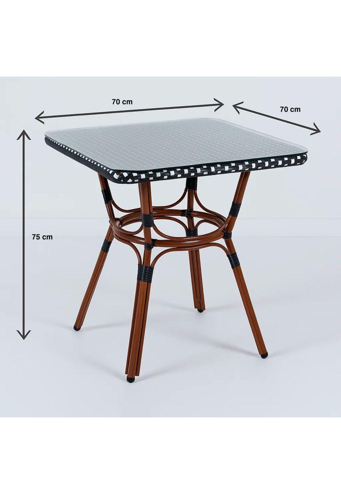 Mesa Bistro Parisina de Vidrio con Metál y Rattan Sintético-3