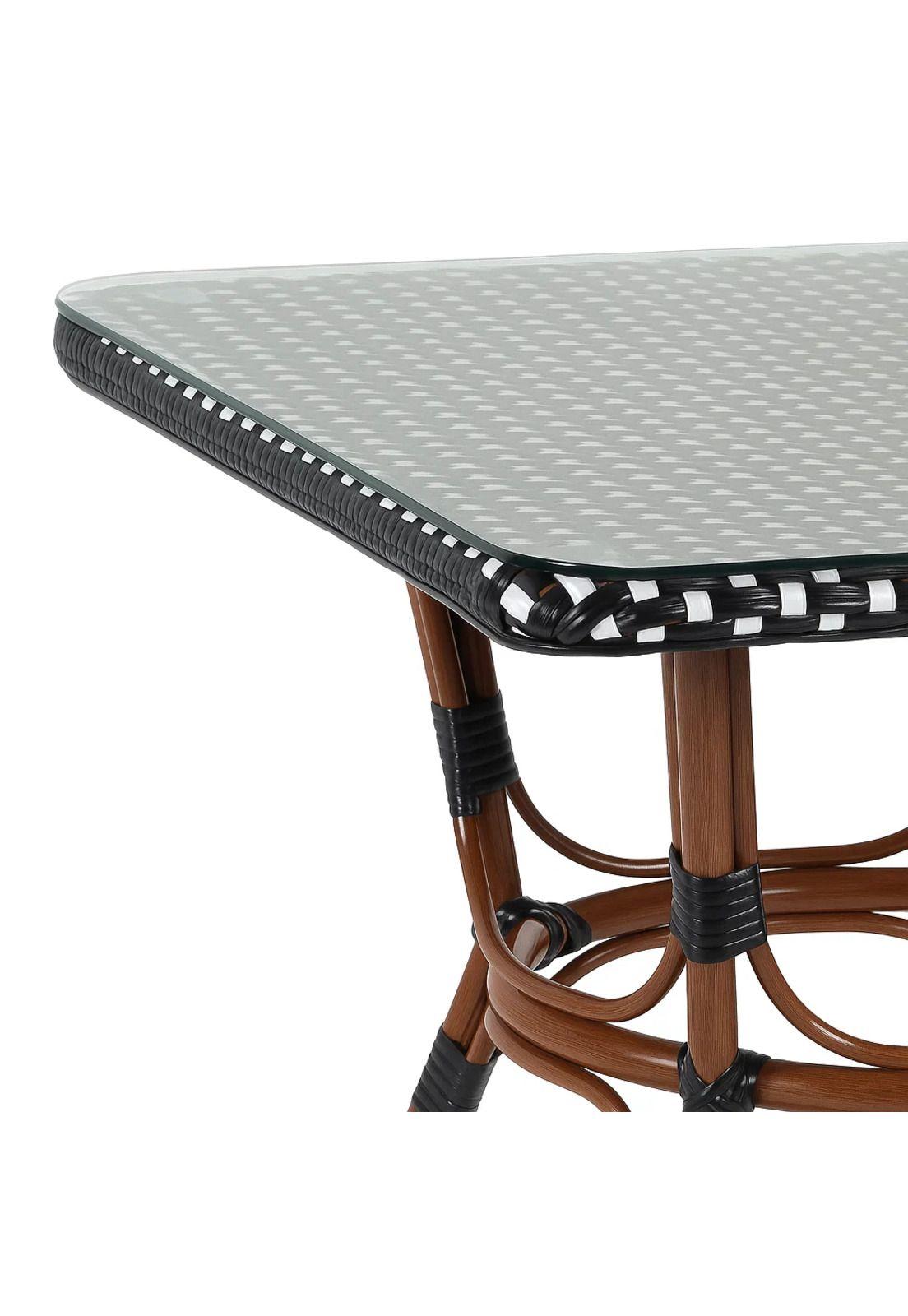 Mesa Bistro Parisina de Vidrio con Metál y Rattan Sintético-5