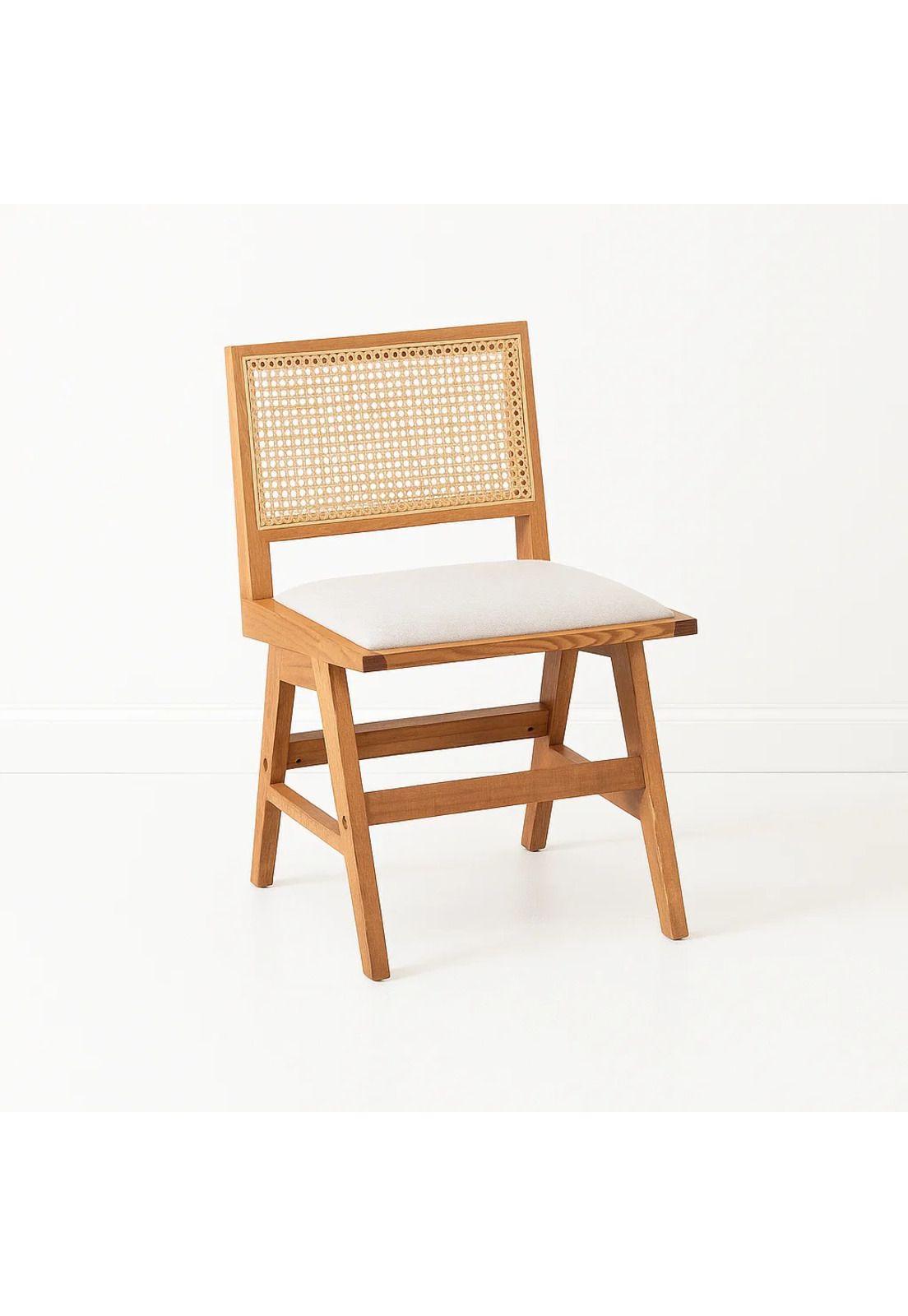 Silla Aura de Rattan con Asiento de Tela - Natural Beige-0