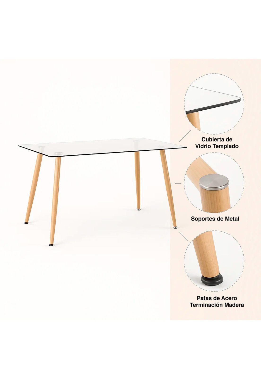 Mesa de Comedor Vidrio Rectangular 120x80-4
