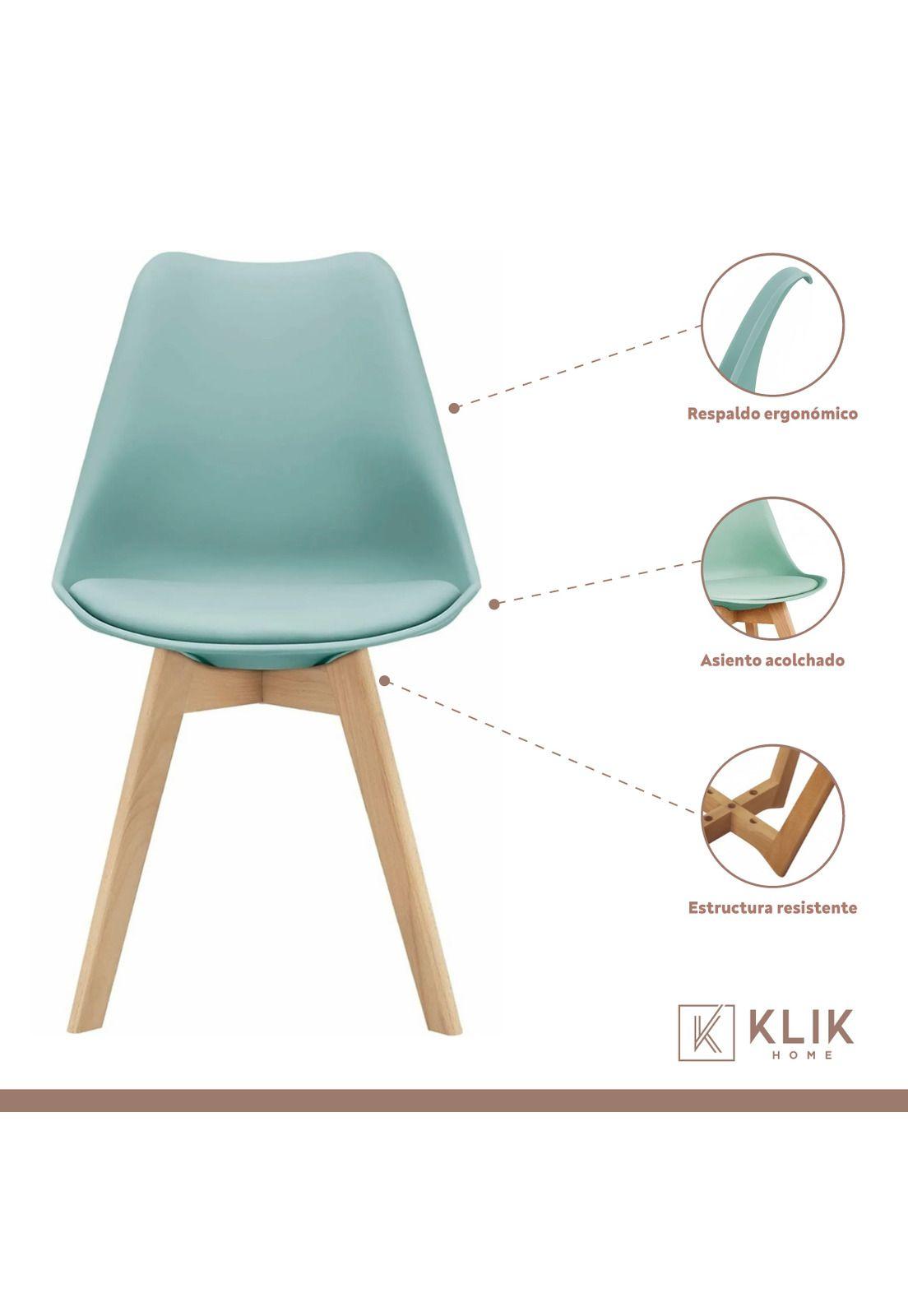 Comedor Mesa Tulip Blanca + 4 Sillas Tulip Acolchada - Menta-3