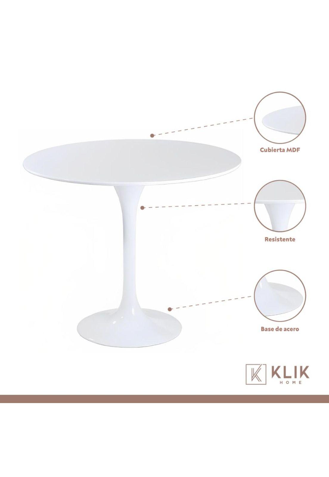 Comedor Mesa Tulip Blanca + 4 Sillas Tulip Acolchada - Menta-2