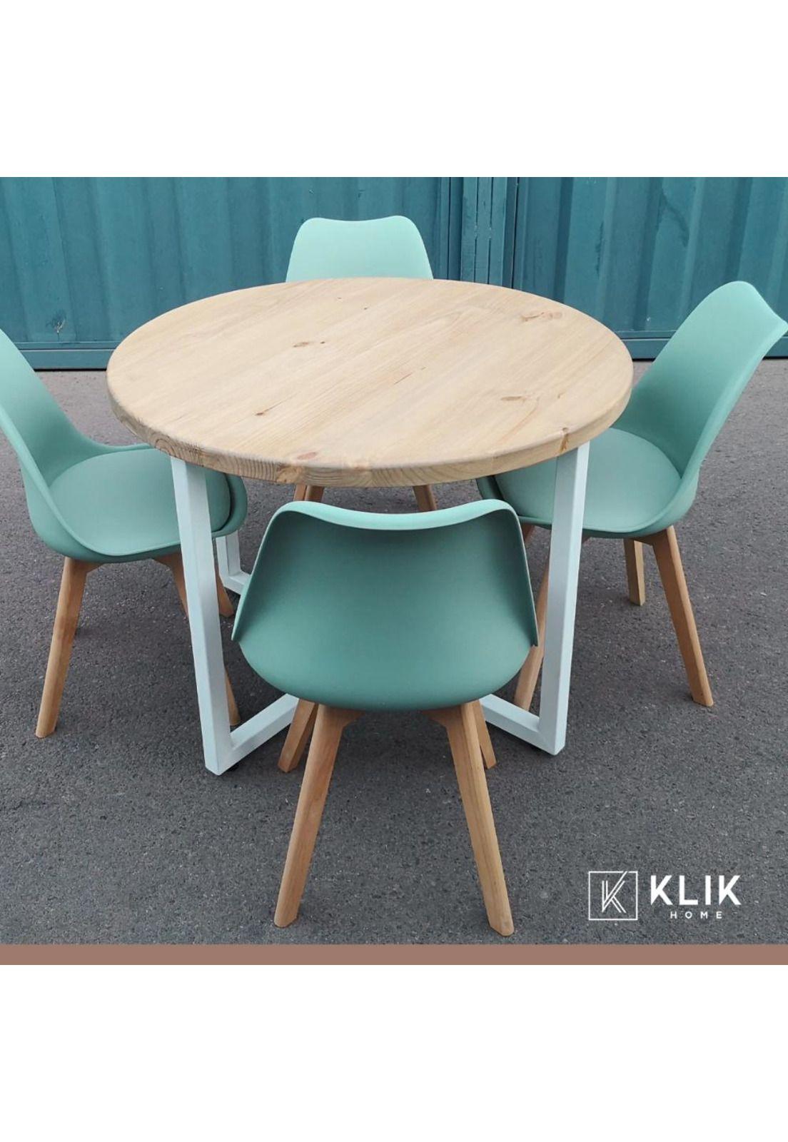 Comedor Mesa Tulip Blanca + 4 Sillas Tulip Acolchada - Menta-7