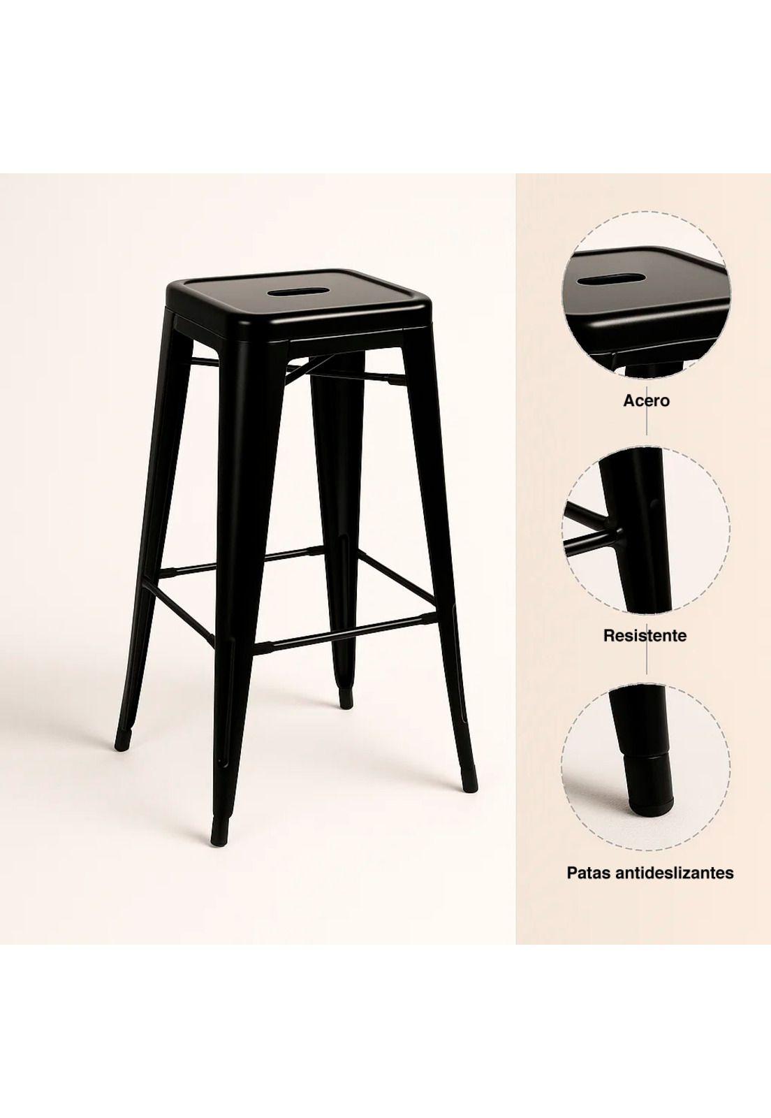 Pack de 4 Pisos Taburetes Tolix Altos - Negro-4