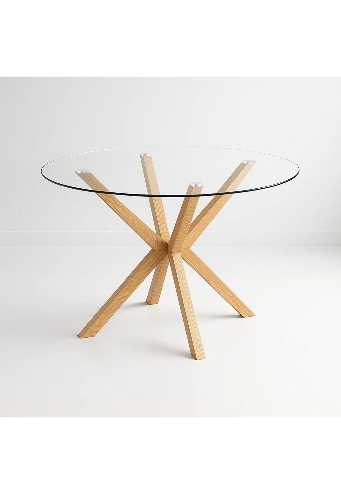 Mesa de comedor redonda de vidrio Cross 120cm-0