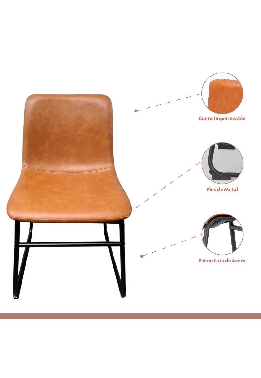 Silla Burgos de Comedor o Living de Cuero Sintético y Metal Industrial-2