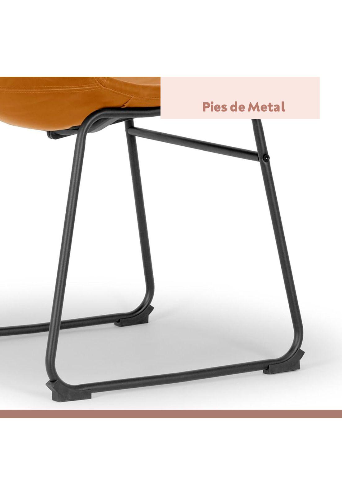 Silla Burgos de Comedor o Living de Cuero Sintético y Metal Industrial-6