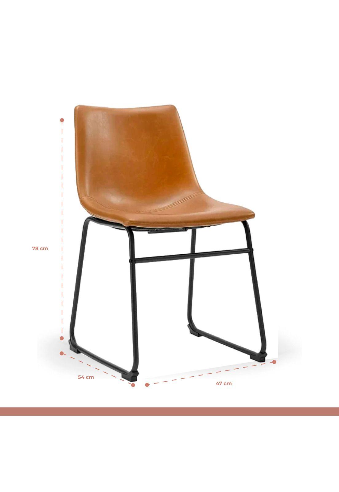 Silla Burgos de Comedor o Living de Cuero Sintético y Metal Industrial-3