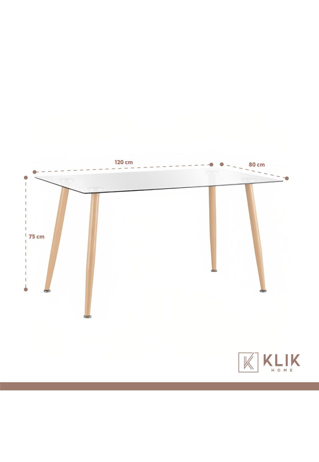 Comedor Mesa de Vidrio Rectangular 120x80 + 6 Sillas Dining Liana Acolchadas - Negras-4
