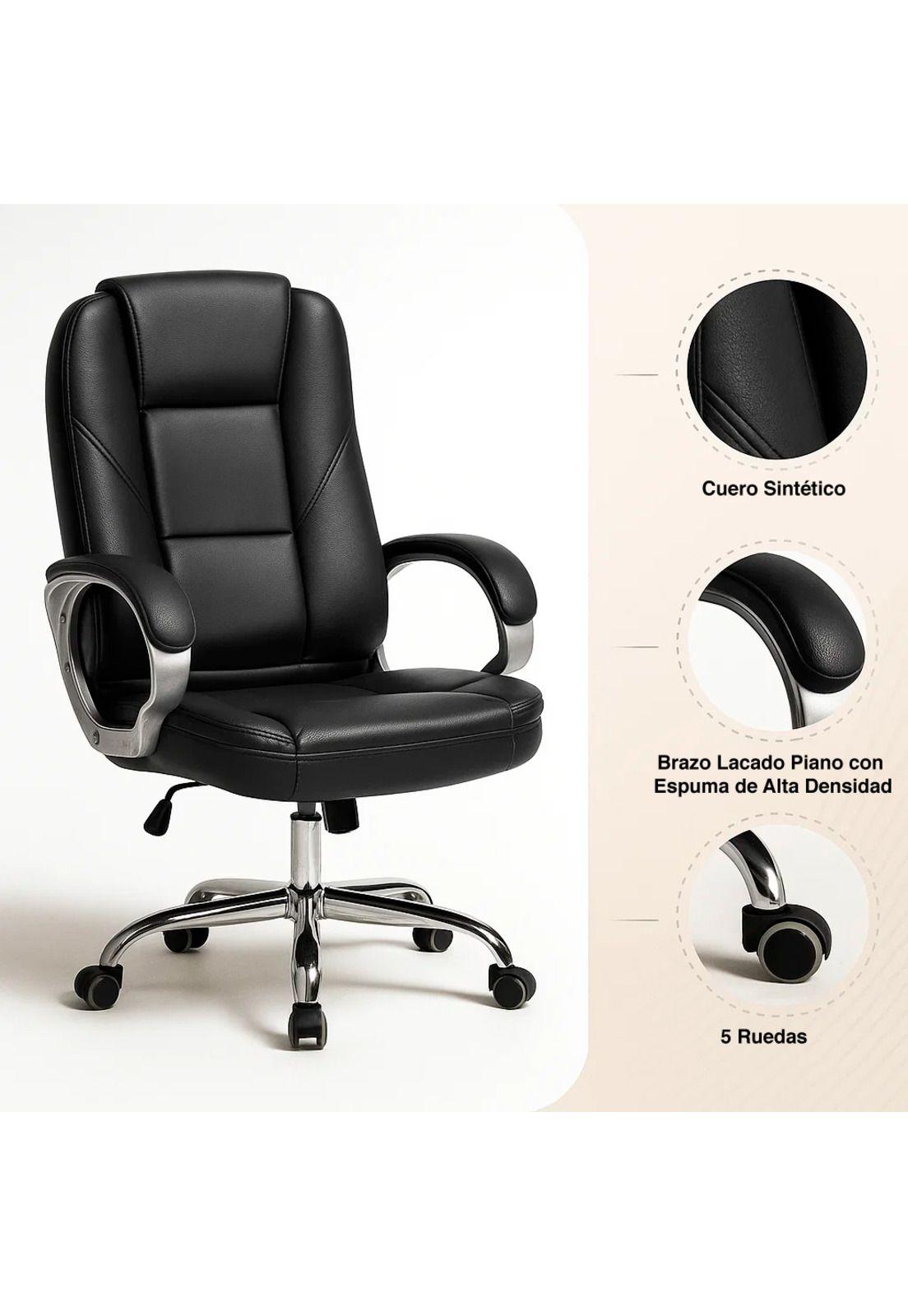 Silla de Oficina Ejecutiva Magnus Cuero Sintético - Negro-4