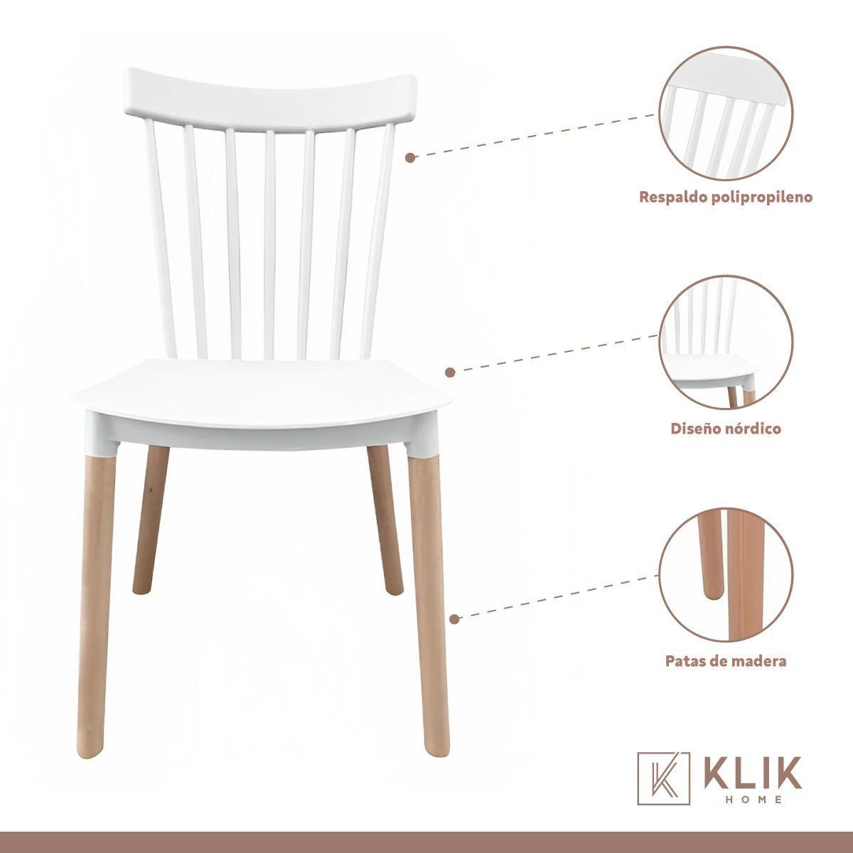 Comedor Mesa Tulip blanca 80cm + 4 sillas Windsor blanca-4