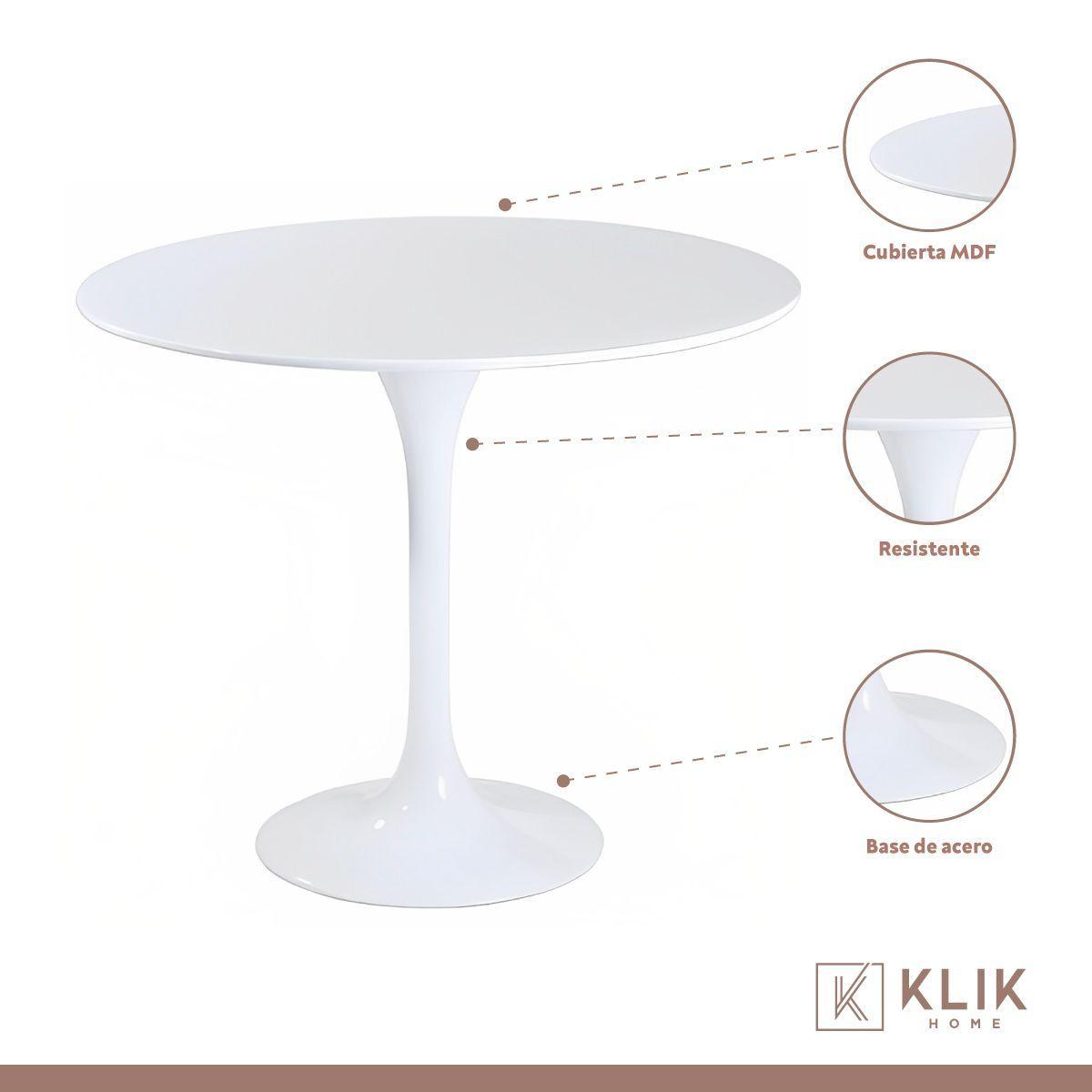Comedor Mesa Tulip blanca 80cm + 4 sillas Windsor blanca-3