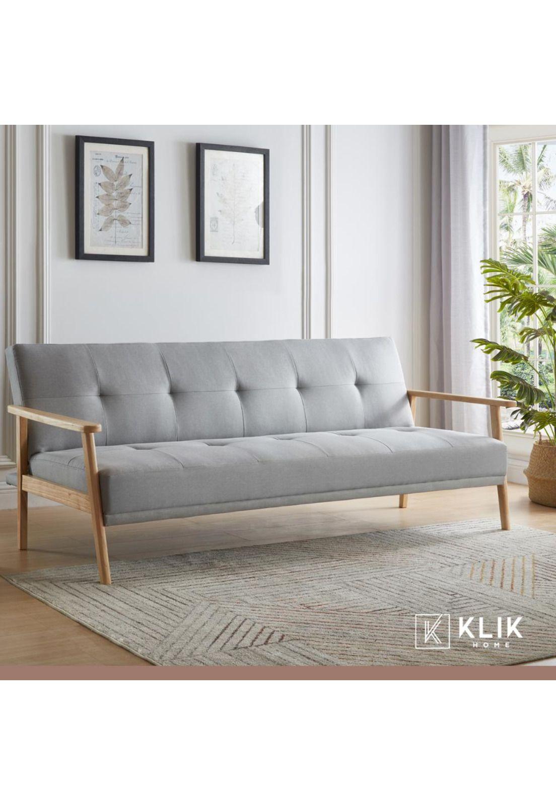 Futón Sofá Cama 3 cuerpos Amelia - Lino Gris-1