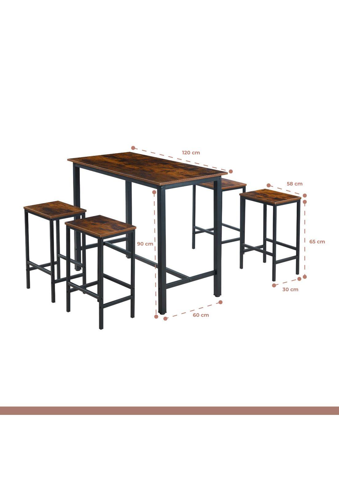 Set de comedor para cocina con pisos taburetes madera industrial-3
