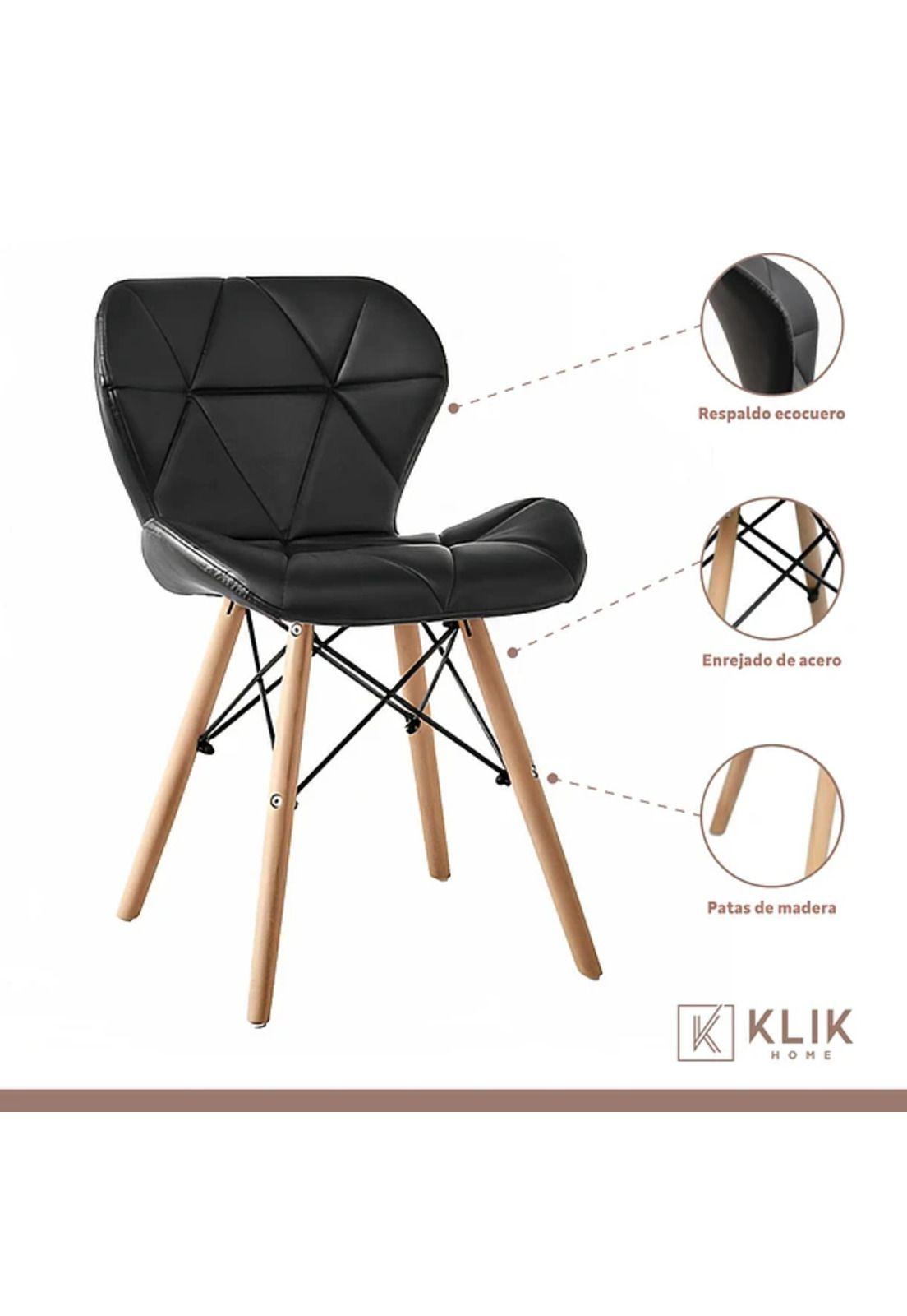 Comedor Mesa Redonda de Vidrio 80cm + 4 Sillas Radar negras-3