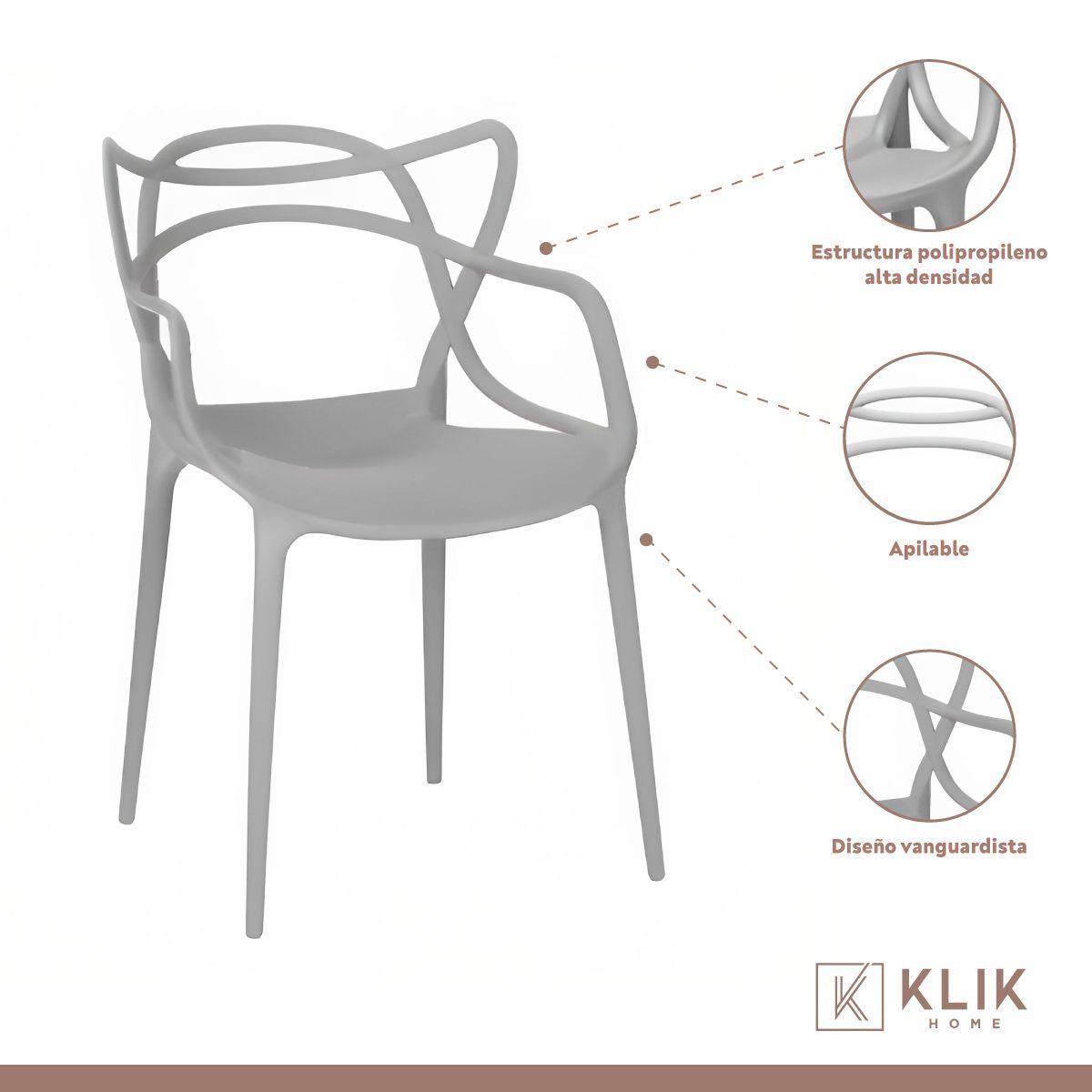 Pack de 4 sillas de terraza o comedor Master - Gris-3