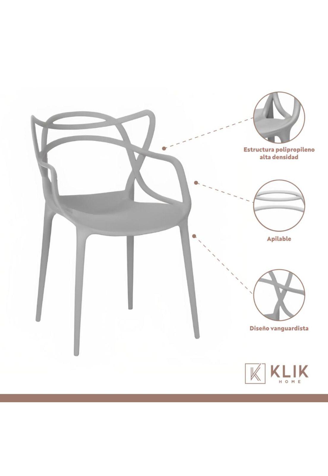 Pack de 4 sillas de terraza o comedor Master - Gris-2