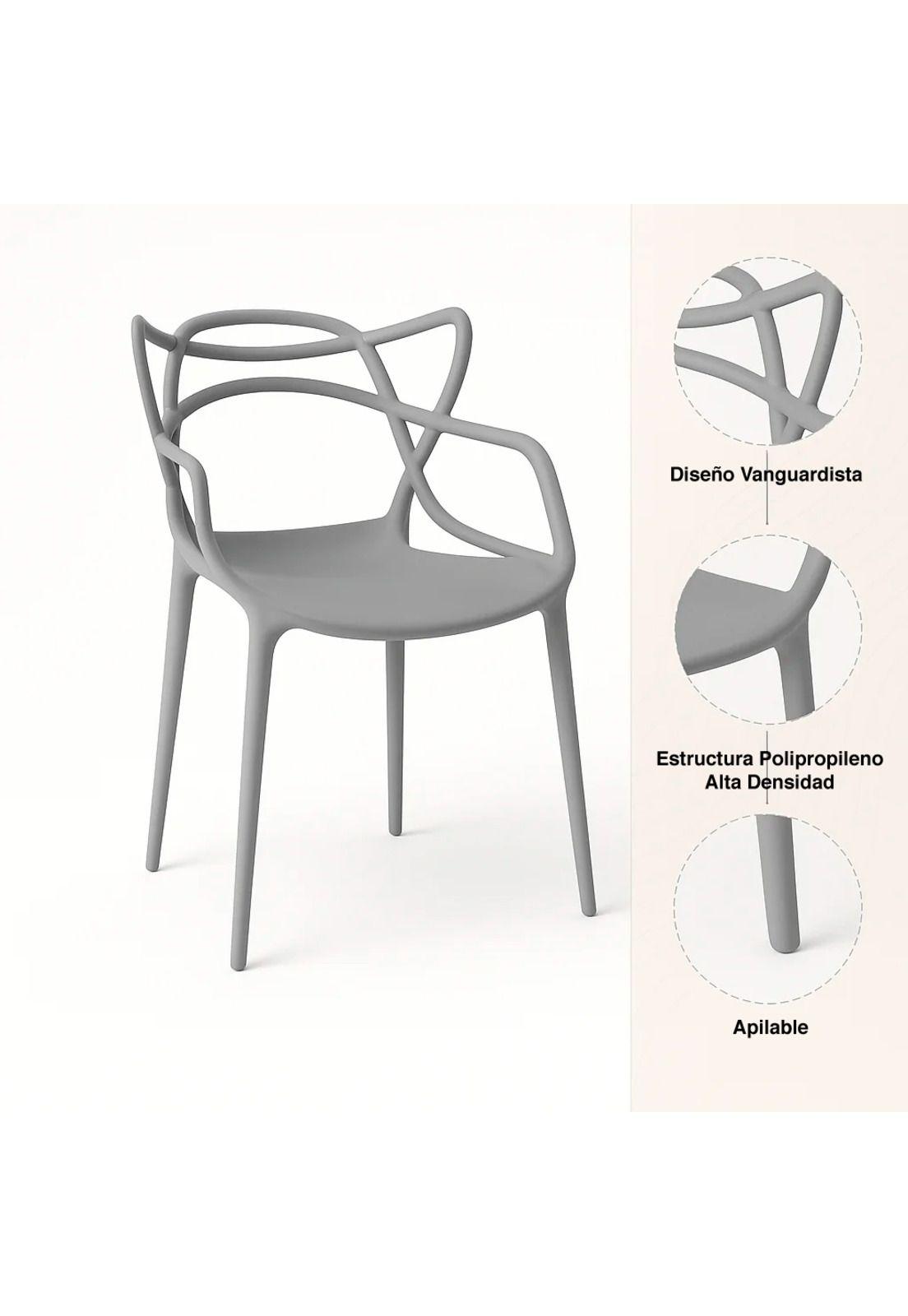 Pack de 4 sillas de terraza o comedor Master - Gris-4