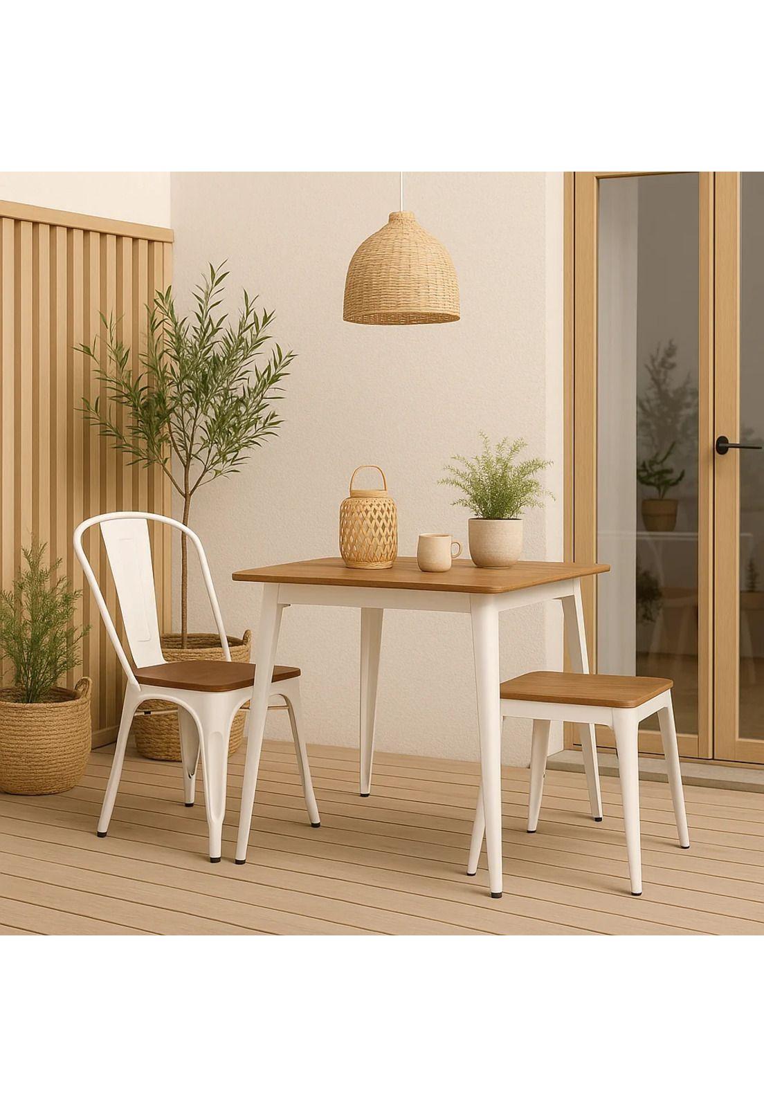 Silla Tolix con asiento de Madera Oscura Walnut - Blanca-2