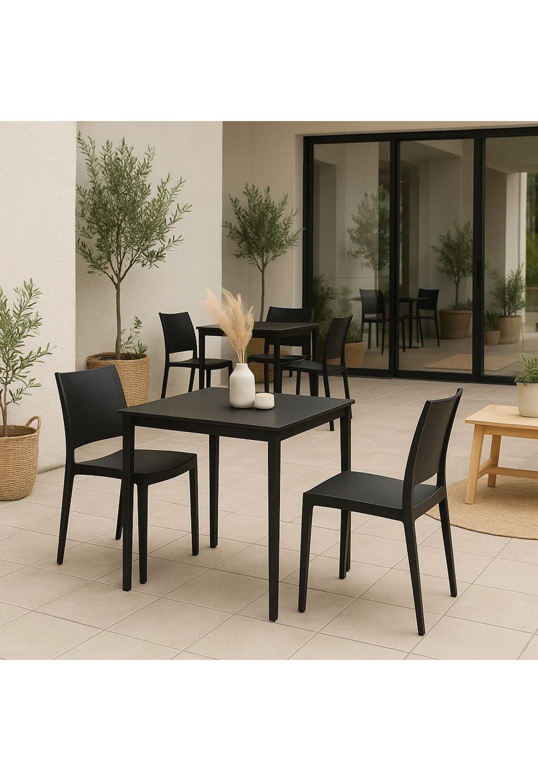 Silla de Terraza Exterior tipo Restaurante - Negra-2