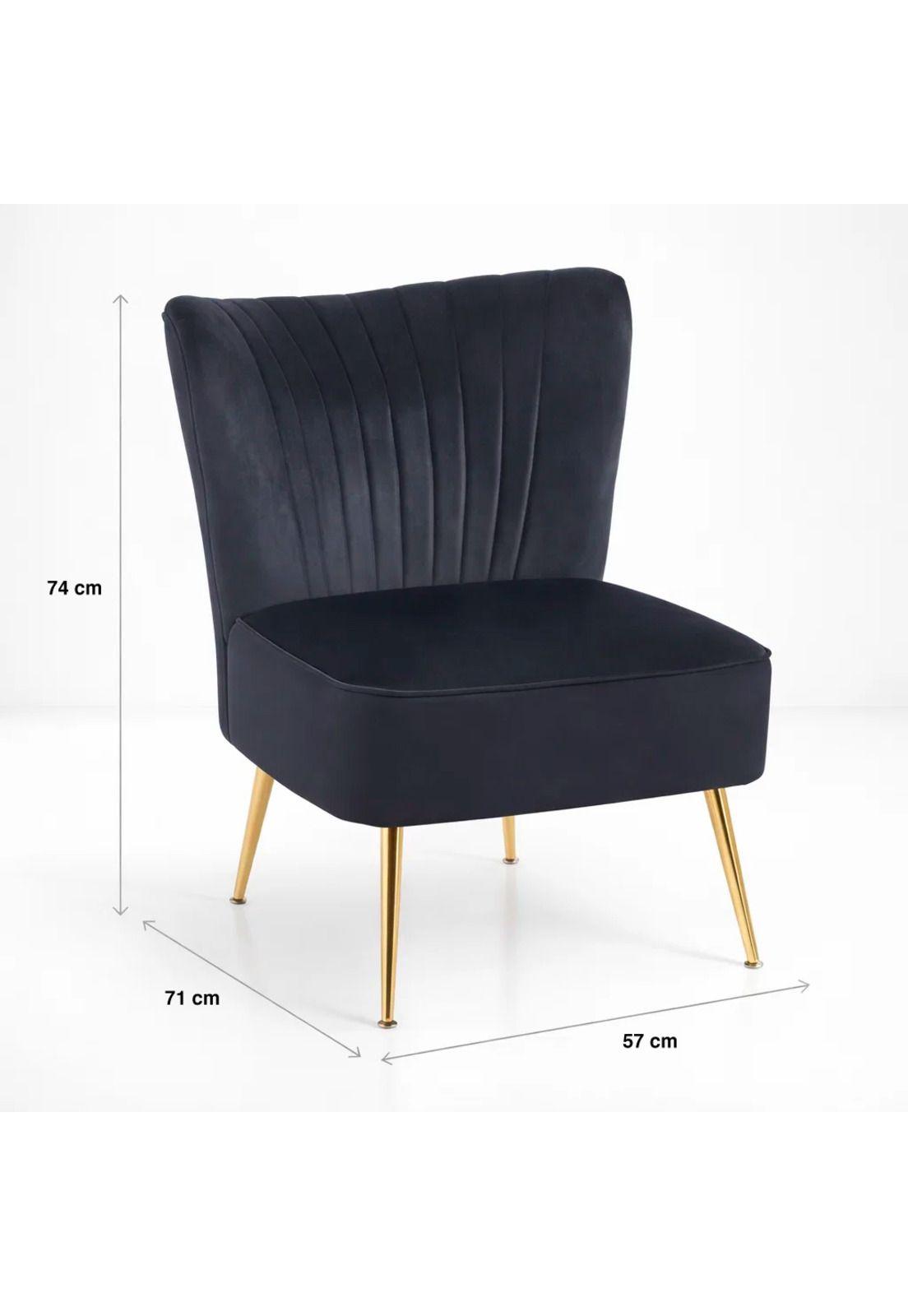 Sillón Glamour Noir con Patas Doradas - Negro-3