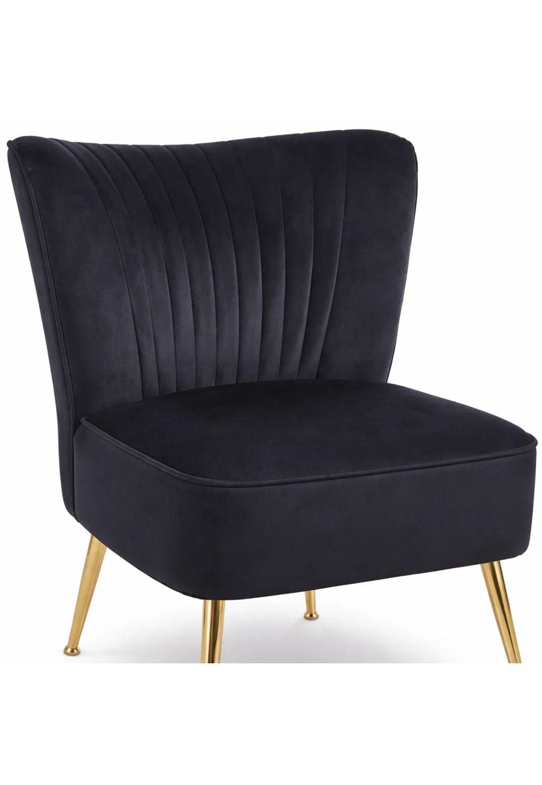 Sillón Glamour Noir con Patas Doradas - Negro-5
