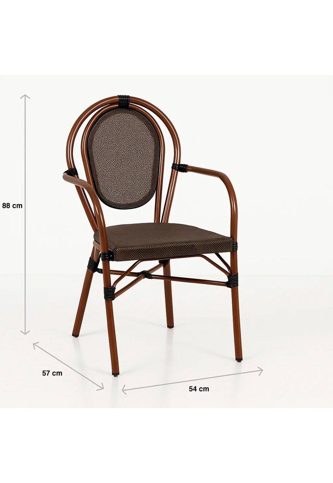 Silla Provence Parisina Rattan con reposabrazos - Café Oscuro-3