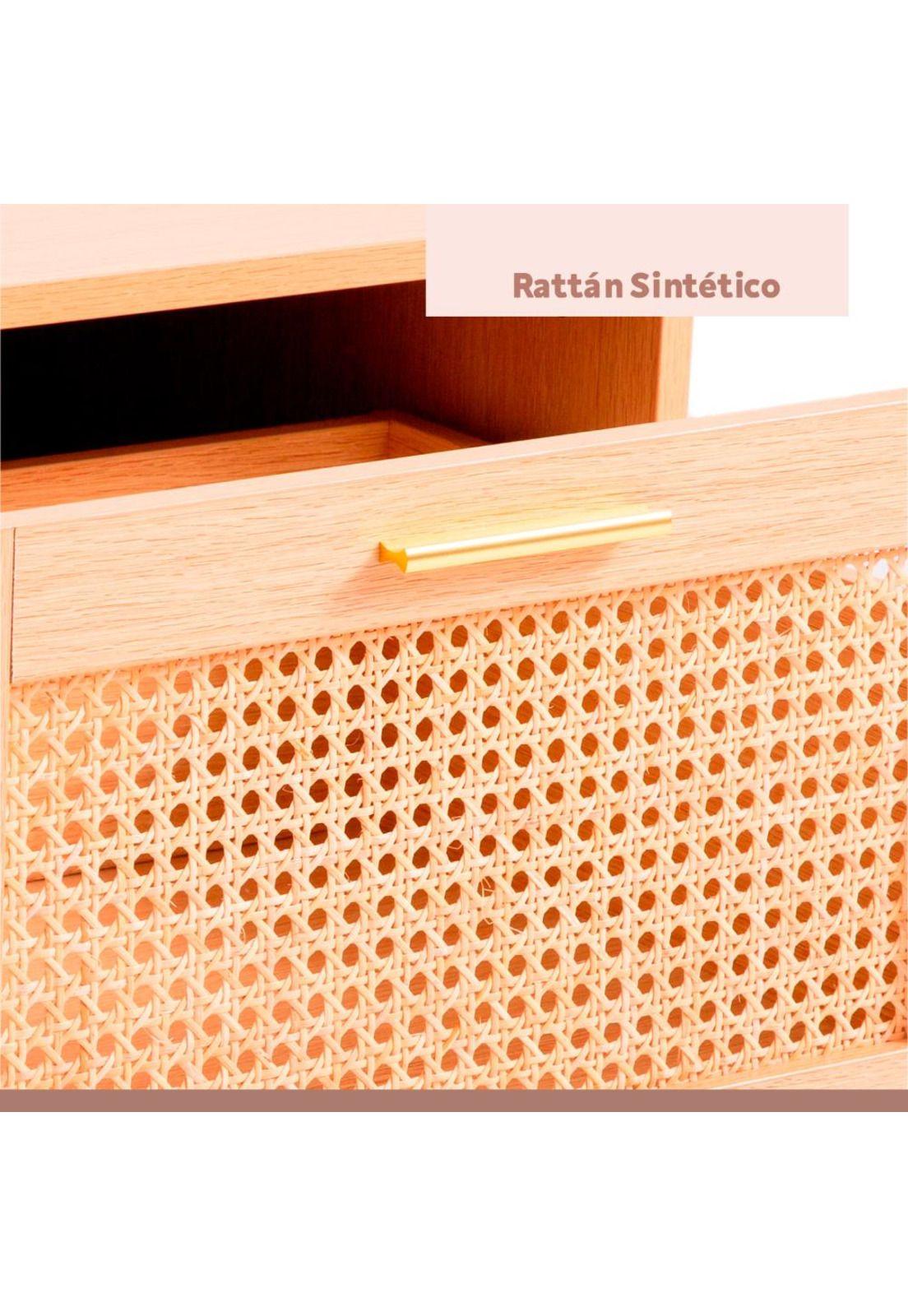 Mesa de Centro con rattan y madera MDF-6