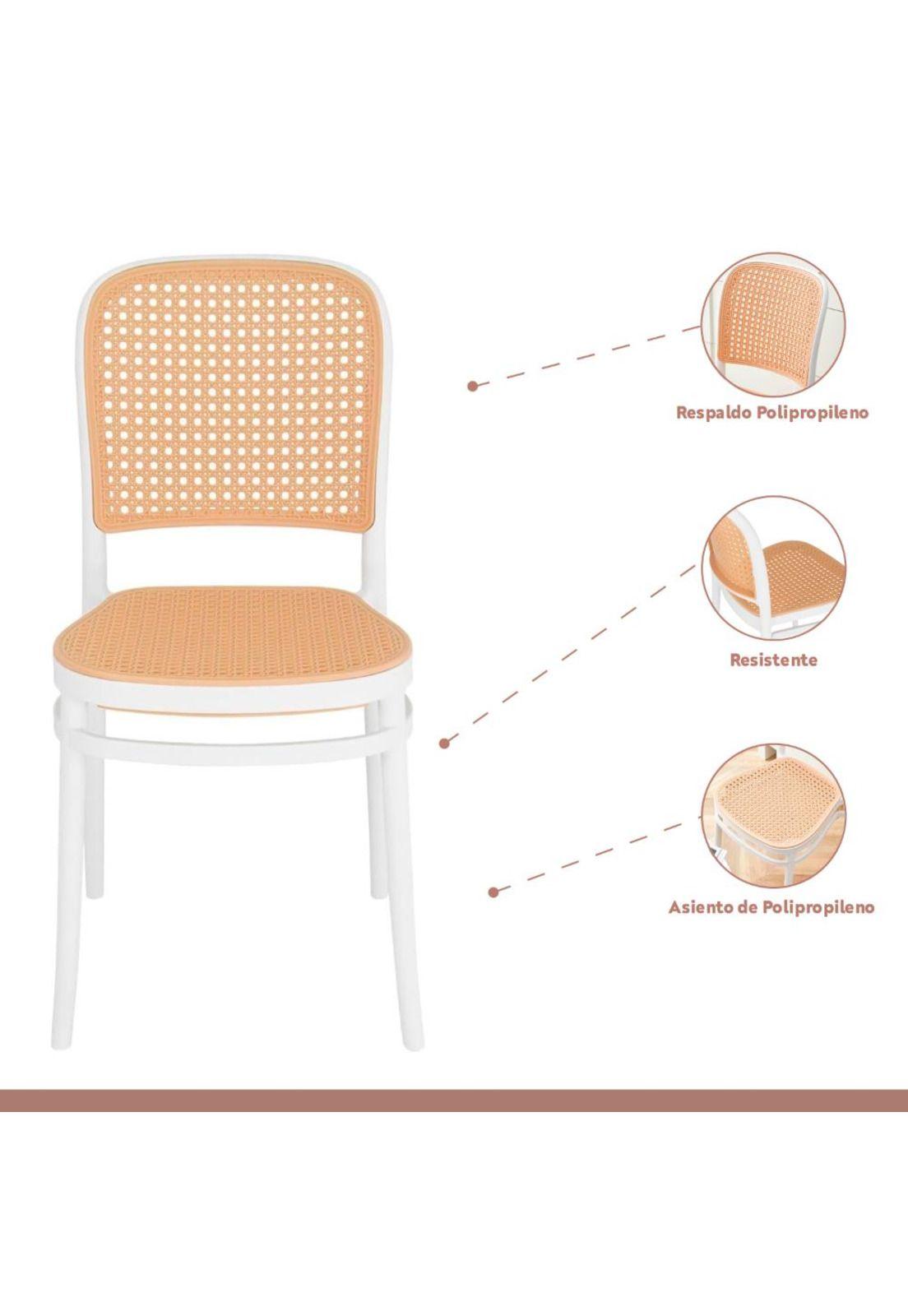 Pack de 4 Sillas Lombardía de Polipropileno - Blanca-2
