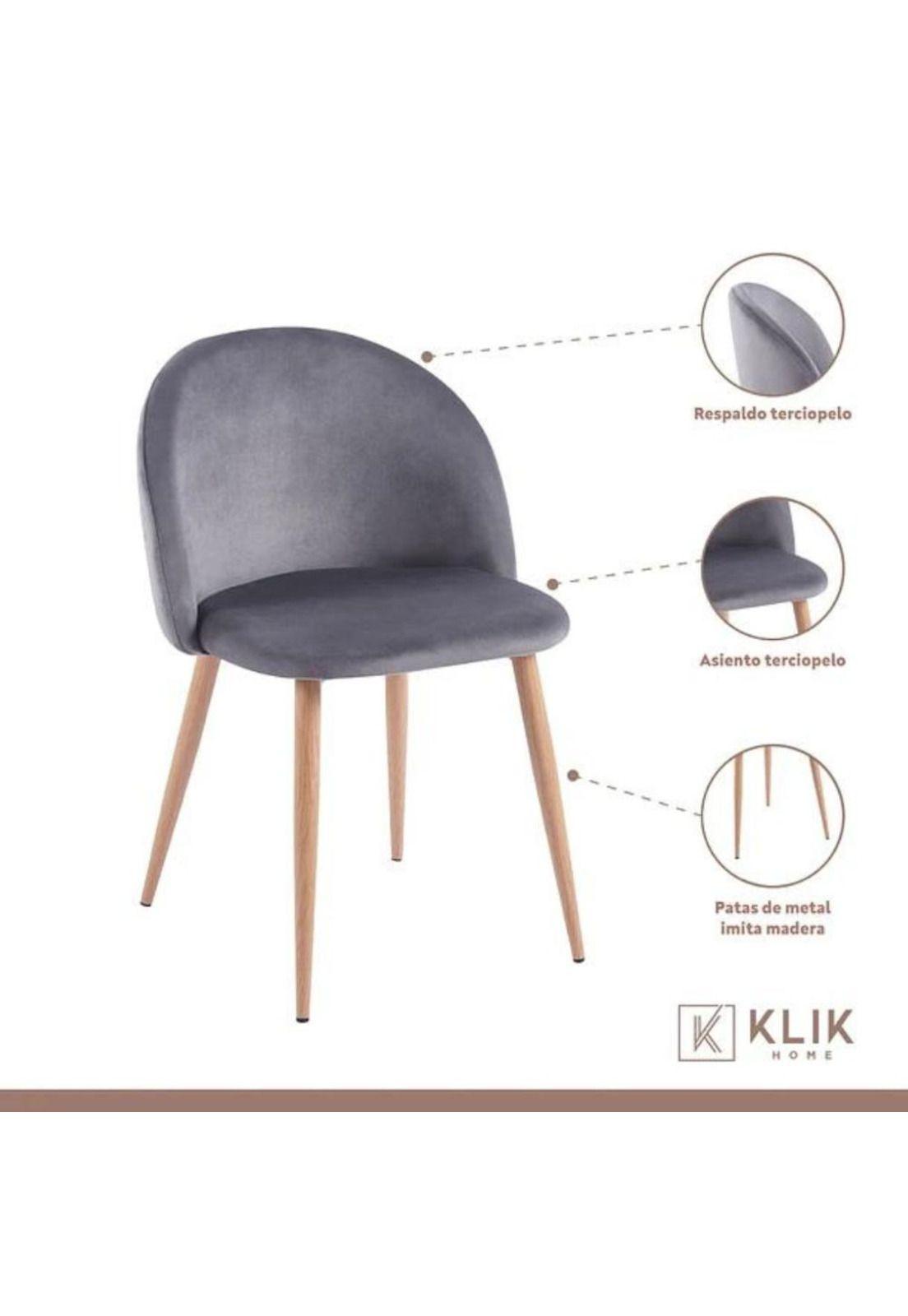 Pack 4 Sillas Sitial Acolchados Nordico Bread - Gris-2